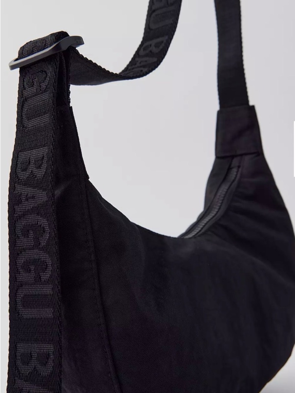 BAGGU Black Crescent Crossbody with Logo Strap